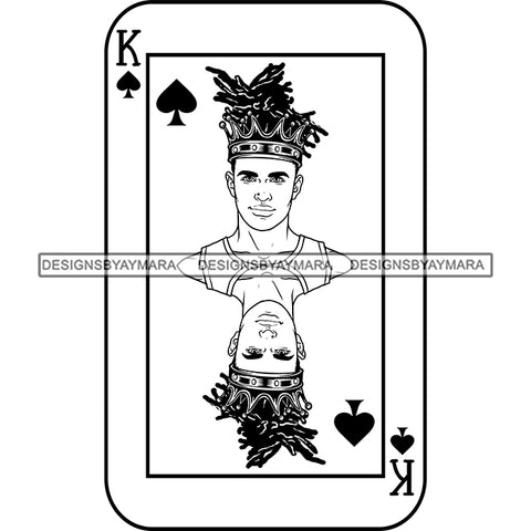 Ace King Man Royalty Blackjack Casino Card Game Attractive Black Man Bearded Hipster Male Guy Hombre Macho Manly SVG Files For Cutting