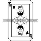 Ace King Man Royalty Blackjack Casino Card Game Attractive Black Man Bearded Hipster Male Guy Hombre Macho Manly SVG Files For Cutting