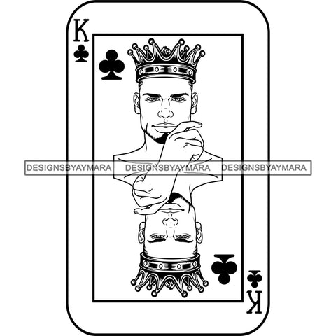 Ace King Man Royalty Blackjack Casino Card Game Attractive Black Man Bearded Hipster Male Guy Hombre Macho Manly SVG Files For Cutting