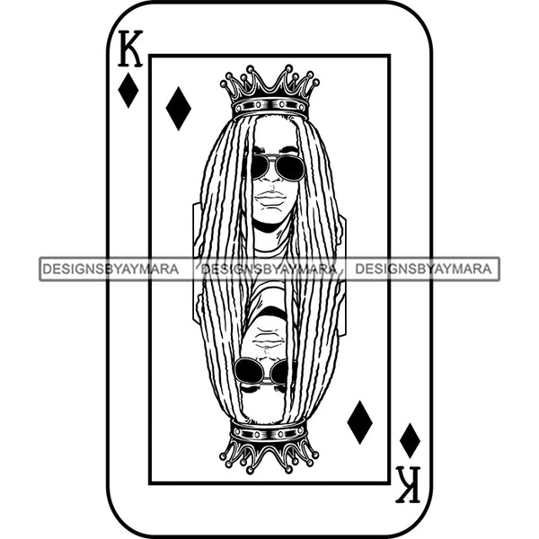 Ace King Man Royalty Blackjack Casino Card Game Attractive Black Man Bearded Hipster Male Guy Hombre Macho Manly SVG Files For Cutting
