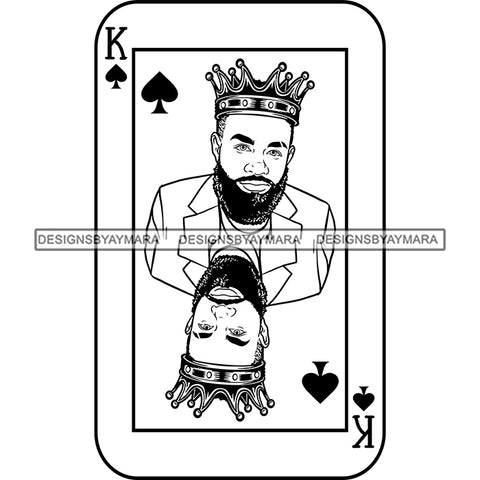 Ace King Man Royalty Blackjack Casino Card Game Attractive Black Man Bearded Hipster Male Guy Hombre Macho Manly SVG Files For Cutting