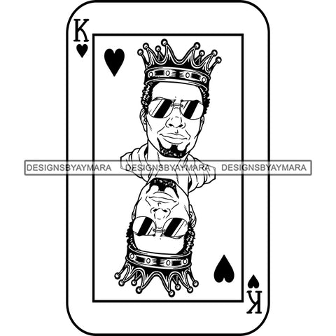Ace King Man Royalty Blackjack Casino Card Game Attractive Black Man Bearded Hipster Male Guy Hombre Macho Manly SVG Files For Cutting