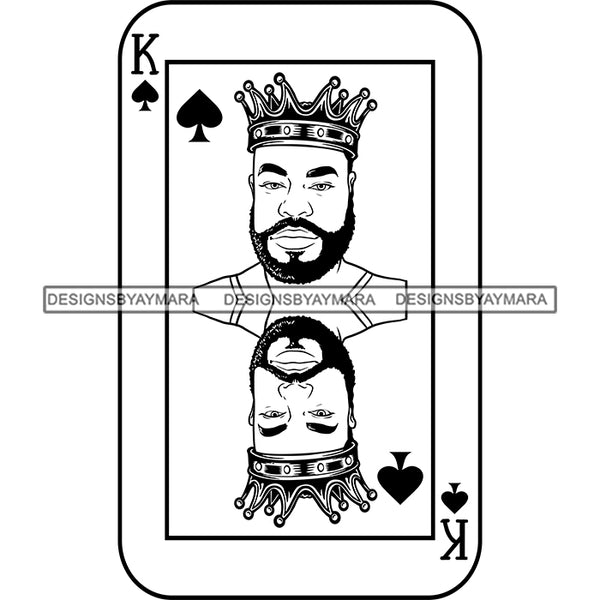 Ace King Man Royalty Blackjack Casino Card Game Attractive Black Man Bearded Hipster Male Guy Hombre Macho Manly SVG Files For Cutting