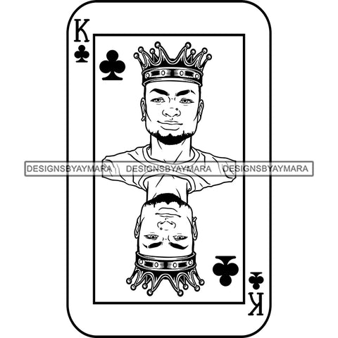 Ace King Man Royalty Blackjack Casino Card Game Attractive Black Man Bearded Hipster Male Guy Hombre Macho Manly SVG Files For Cutting