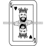 Ace King Man Royalty Blackjack Casino Card Game Attractive Black Man Bearded Hipster Male Guy Hombre Macho Manly SVG Files For Cutting