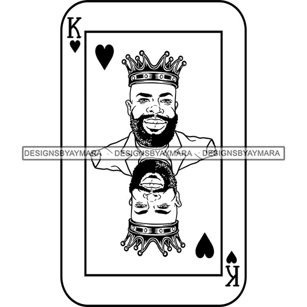Ace King Man Royalty Blackjack Casino Card Game Attractive Black Man Bearded Hipster Male Guy Hombre Macho Manly SVG Files For Cutting