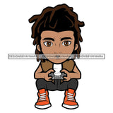 Teenager Boy Playing Video Game Kid Having Fun Playful Player Illustration SVG JPG PNG Vector Clipart Cricut Silhouette Cut Cutting