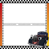 Automobile Cartoon Character Caricature Frame Room Decoration Birthday Banner Speed Race Funky Transportation Illustration SVG JPG PNG Vector Clipart Cricut Silhouette Cut Cutting