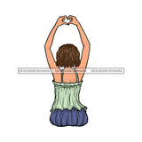 4 Woman Showing Love Hearts Peace  JPG PNG  Clipart Cricut Silhouette Cut Cutting