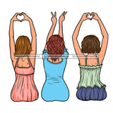 3 Women  Showing Love Hearts Peace  JPG PNG  Clipart Cricut Silhouette Cut Cutting