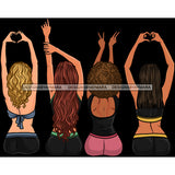 4 Women Showing Love Hearts Peace  JPG PNG  Clipart Cricut Silhouette Cut Cutting