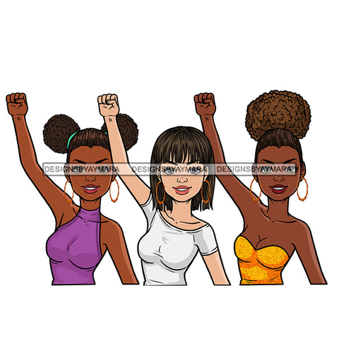 3 Women Holding Fist Up Power JPG PNG  Clipart Cricut Silhouette Cut Cutting