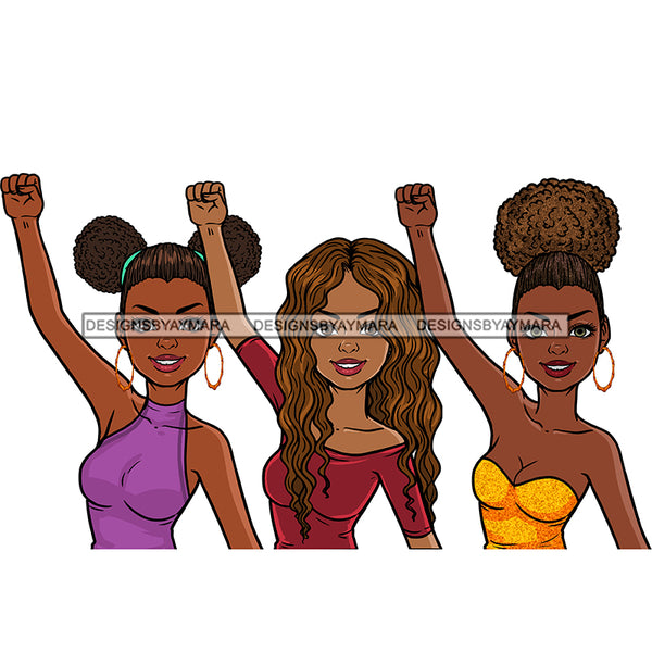 3 Women Holding Fist Up Power JPG PNG  Clipart Cricut Silhouette Cut Cutting