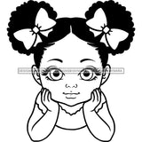 Adorable Baby Girl Afro Puff Child Kids Hand In Face Children Infant Toddler Innocent Love Cute Childhood, Happy Joy Smile SVG JPG PNG Vector Clipart Cricut Silhouette Cut Cutting