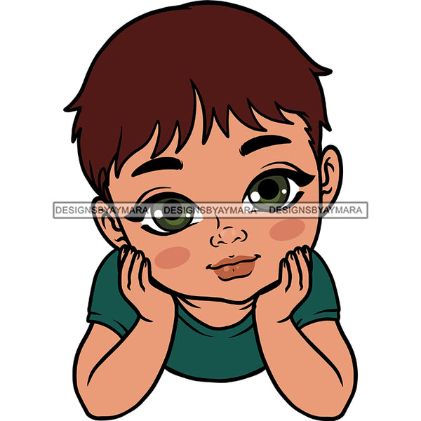 Adorable Baby Boy Hand In Face Child Kids Children Infant Toddler Innocent Hand In Face Love Cute Childhood Happy Joy Smile SVG JPG PNG Vector Clipart Cricut Silhouette Cut Cutting