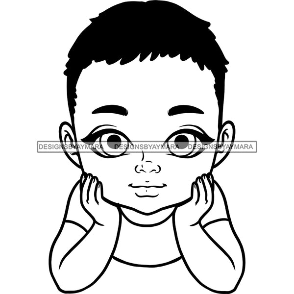 Adorable Baby Boy Child Kids Children Infant Toddler Innocent Hand In Face Love Cute Childhood Happy Joy Smile SVG JPG PNG Vector Clipart Cricut Silhouette Cut Cutting