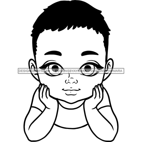 Adorable Baby Boy Child Kids Children Infant Toddler Innocent Hand In Face Love Cute Childhood Happy Joy Smile SVG JPG PNG Vector Clipart Cricut Silhouette Cut Cutting