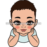 Adorable Baby Boy Child Kids Children Infant Toddler Innocent Hand In Face Love Cute Childhood Happy Joy Smile SVG JPG PNG Vector Clipart Cricut Silhouette Cut Cutting