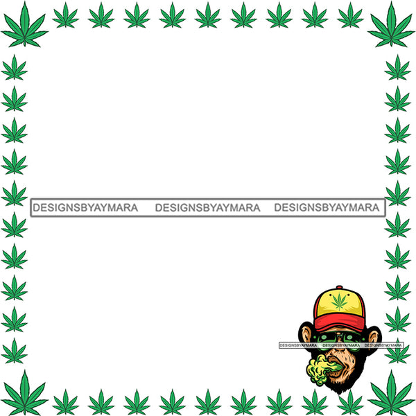 Marijuana Cannabis Banner Frame Decoration Advertising Sign Design Element Blank Poster Logo Illustration SVG JPG PNG Vector Clipart Cricut Silhouette Cut Cutting