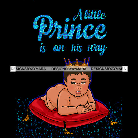 A Little Prince Is On His Way Gold Crown On Red Pillow  JPG PNG  Clipart Cricut Silhouette Cut Cutting