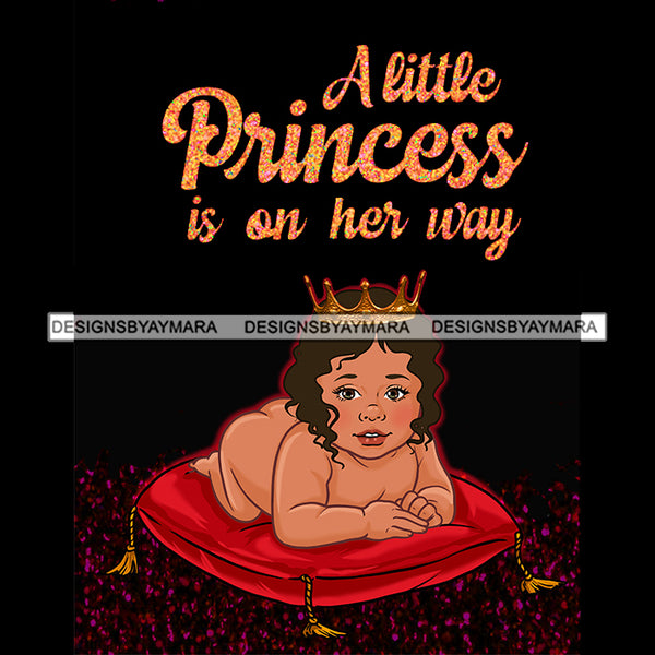A Little Princess Is On Her Way Gold Crown On Red Pillow  JPG PNG  Clipart Cricut Silhouette Cut Cutting