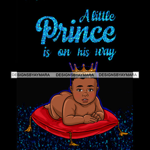 A Little Prince Is On His Way Gold Crown On Red Pillow  JPG PNG  Clipart Cricut Silhouette Cut Cutting