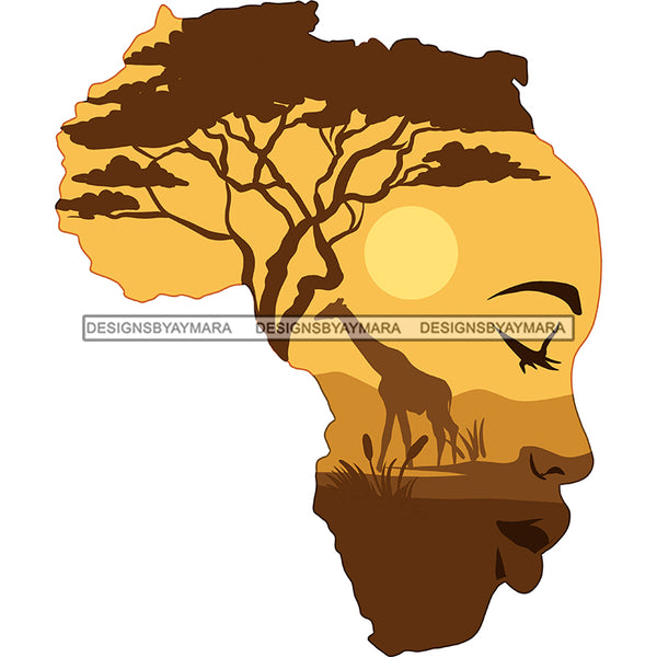 Africa In A Face Black Woman Safari  JPG  PNG Clipart Cricut Silhouette Cut Cutting