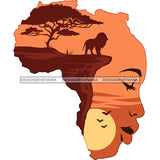Africa In A Face Black Woman Safari Lion  JPG  PNG Clipart Cricut Silhouette Cut Cutting