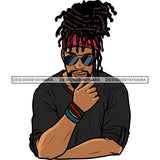 Attitude Gangster Man Wearing Sunglasses And Locus Hairstyle Design Element White Background SVG JPG PNG Vector Clipart Cricut Silhouette Cut Cutting