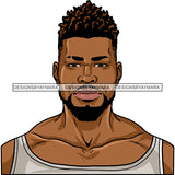 Afro Man Portrait Handsome Muscular Beard Tank Top Fashion Style SVG JPG PNG Vector Clipart Cricut Silhouette Cut Cutting