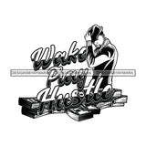 Sexy Black Man Hustle Quote Confident Wearing Sweater Holding Hat Fashion Style B/W SVG JPG PNG Vector Clipart Cricut Silhouette Cut Cutting