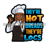 Pretty Afro Woman Cook Chef Hat Love Locs Hairstyle White Background SVG JPG PNG Vector Clipart Cricut Silhouette Cut Cutting