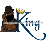 Sexy Black Man King Crown Attractive Bearded Earring Classic Hat Watch Fashion Style SVG JPG PNG Vector Clipart Cricut Silhouette Cut Cutting