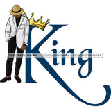 Sexy Black Man King Crown Confident Sophisticated Elegant Fashion Style SVG JPG PNG Vector Clipart Cricut Silhouette Cut Cutting