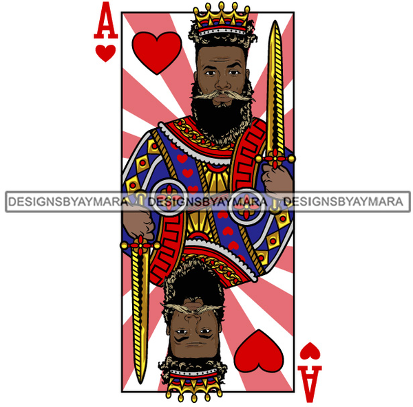 Ace King Man Royalty Blackjack Casino Card Game Attractive Black Man Bearded Hipster Male Guy Hombre Macho Manly SVG Files For Cutting