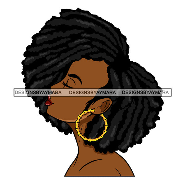 Bundle 5 Afro Beautiful Lola Looking Up Queen Boss Lady Black Woman Nubian Melanin Popping SVG Cutting Files For Silhouette Cricut and More