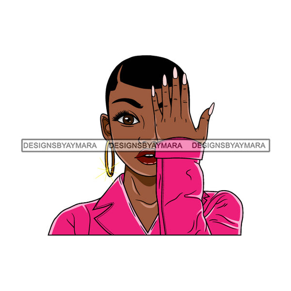 Bundle 5 Afro Lola Queen Boss Lady Covering Face With Hand Black Girl Magic Nubian Melanin Popping  SVG Cutting Files For Silhouette Cricut and More