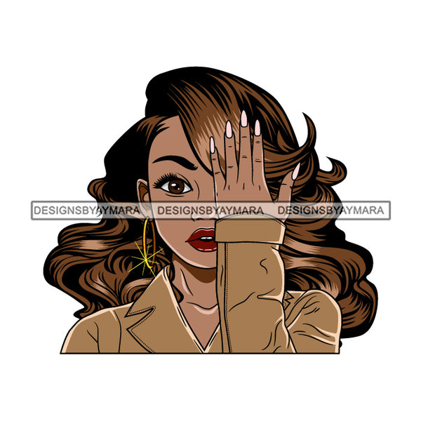 Bundle 5 Afro Lola Queen Boss Lady Covering Face With Hand Black Girl Magic Nubian Melanin Popping  SVG Cutting Files For Silhouette Cricut and More