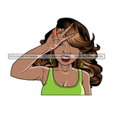 Bundle 5 Afro Beautiful Lola Peace Sign Emotion Queen Boss Lady Black Woman Nubian Melanin Popping SVG Cutting Files For Silhouette Cricut and More