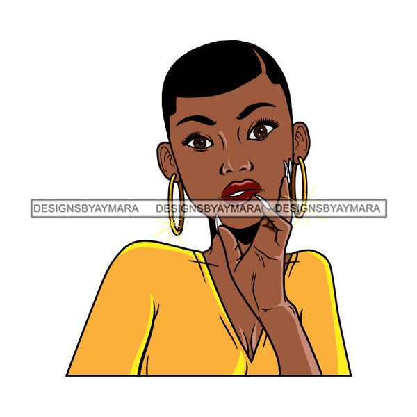 Bundle 5 Afro Beautiful Lola Hand In Her Face Queen Boss Lady Black Woman Nubian Melanin Popping SVG Cutting Files For Silhouette Cricut and More