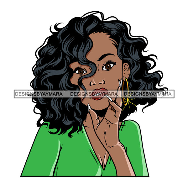 Bundle 5 Afro Beautiful Lola Hand In Her Face Queen Boss Lady Black Woman Nubian Melanin Popping SVG Cutting Files For Silhouette Cricut and More