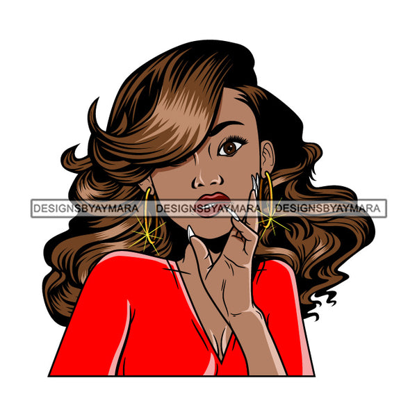 Bundle 5 Afro Beautiful Lola Hand In Her Face Queen Boss Lady Black Woman Nubian Melanin Popping SVG Cutting Files For Silhouette Cricut and More