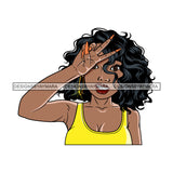 Bundle 5 Afro Beautiful Lola Peace Sign Emotion Queen Boss Lady Black Woman Nubian Melanin Popping SVG Cutting Files For Silhouette Cricut and More