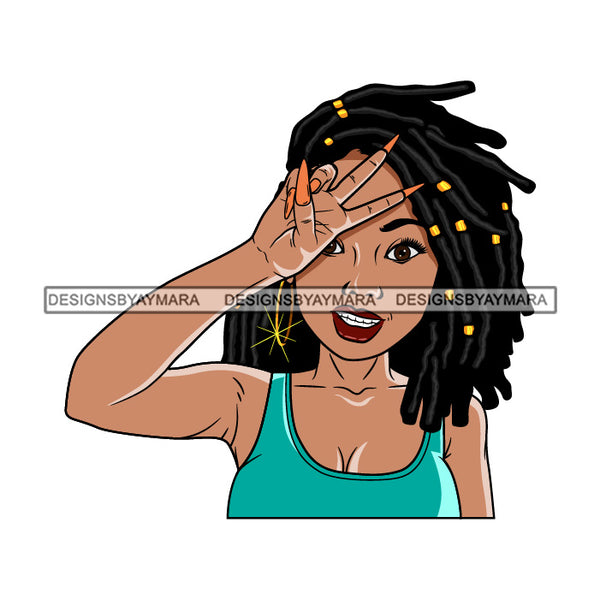 Bundle 5 Afro Beautiful Lola Peace Sign Emotion Queen Boss Lady Black Woman Nubian Melanin Popping SVG Cutting Files For Silhouette Cricut and More