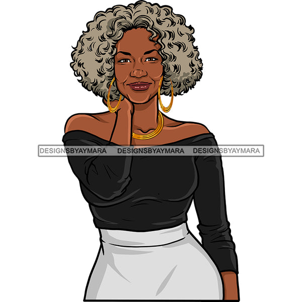 Adult Woman Older Lady Classy Mature Elderly Grey Hair Beautiful Grandma SVG Cutting Files For Silhouette Cricut and More!