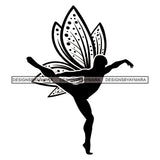 Fairy Male Man Wings Flying Fantasy Dancing Butterfly Wings B/W SVG JPG PNG Vector Clipart Cricut Silhouette Cut Cutting