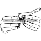 Woman Hands Rolling Spliff Blunt Cannabis Grass Recreational Medicinal Drug B/W SVG JPG PNG Vector Clipart Cricut Silhouette Cut Cutting