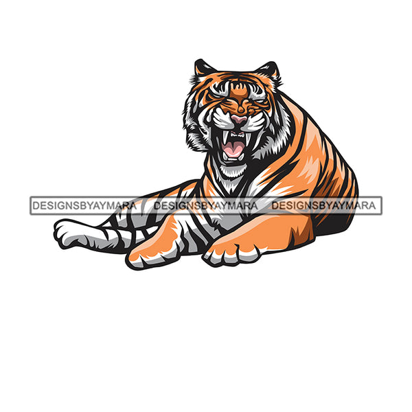 Tiger Bengal Full Body Growling Fear Power Danger Mammal Mascot Wildlife SVG PNG JPG Cut Files For Silhouette Cricut and More!