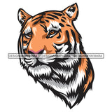 Tiger Head Bengal Head Mammal Carnivore Animal Stripes Mascot Wild SVG PNG JPG Cut Files For Silhouette Cricut and More!
