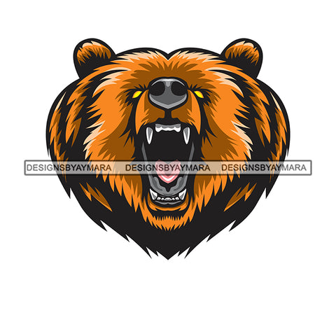 Bear Head Mascot Growling Fear Danger Scary Animal Mammal Wildlife SVG PNG JPG Cut Files For Silhouette Cricut and More!
